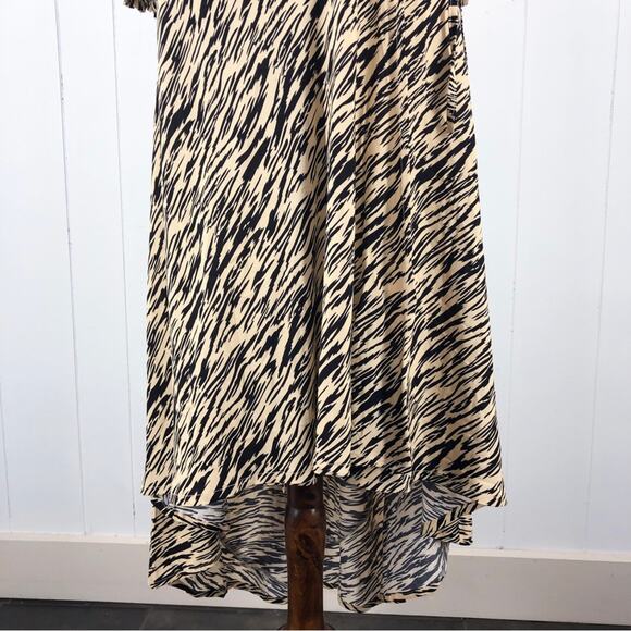 ELF Made by Hand Set Sail Wrap Dress Midi Puff Sleeves Size Large Tan Brown - Picture 6 of 16